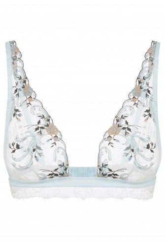 La Perla HAMPTON COURT OFF-WHITE TRIANGLE BRA IN EMBROIDERED LEAVERS LACE / floral bras / lingerie - flipped