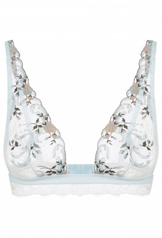 La Perla HAMPTON COURT OFF-WHITE TRIANGLE BRA IN EMBROIDERED LEAVERS LACE / floral bras / lingerie