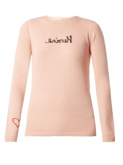 BELLA FREUD Heroine cashmere sweater ~ pink sweaters ~ slogan jumpers ~ knitwear - flipped