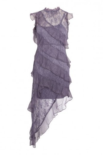 TOPSHOP High Neck Lace Shift Dress ~ ruffled lilac party dresses - flipped