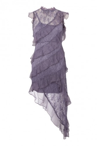 TOPSHOP High Neck Lace Shift Dress ~ ruffled lilac party dresses