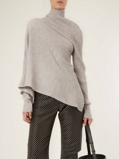 MARQUES’ALMEIDA High-neck draped ribbed-knit wool sweater - flipped