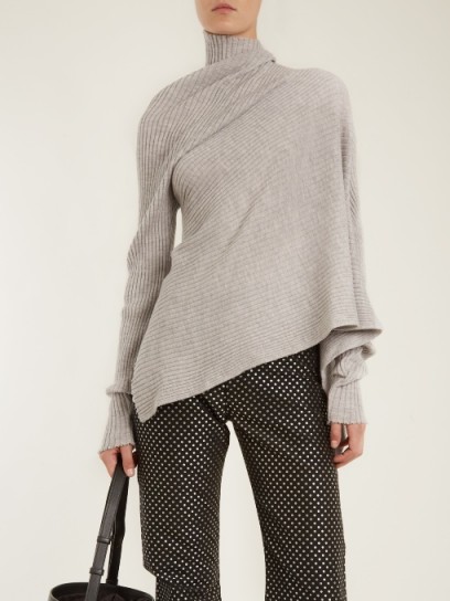 MARQUES’ALMEIDA High-neck draped ribbed-knit wool sweater