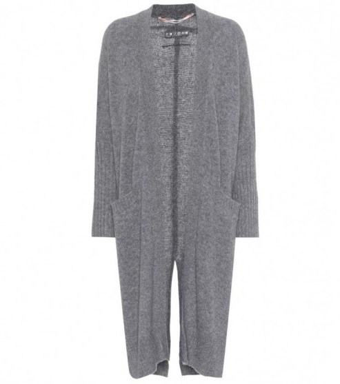 81HOURS Clemence cashmere cardigan ~ long grey cardigans ~ classic knitwear - flipped
