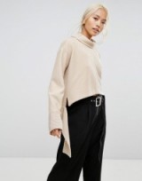 House Of Sunny Oversized High Neck Jumper In Rib With Tie Waist