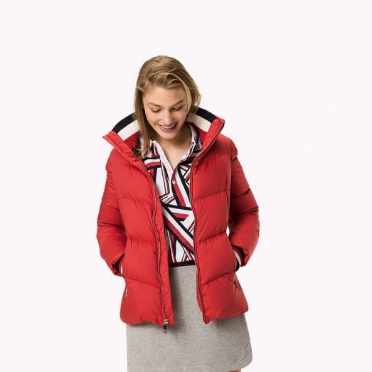 TOMMY HILFIGER Iconic Down Jacket | red padded winter jackets - flipped