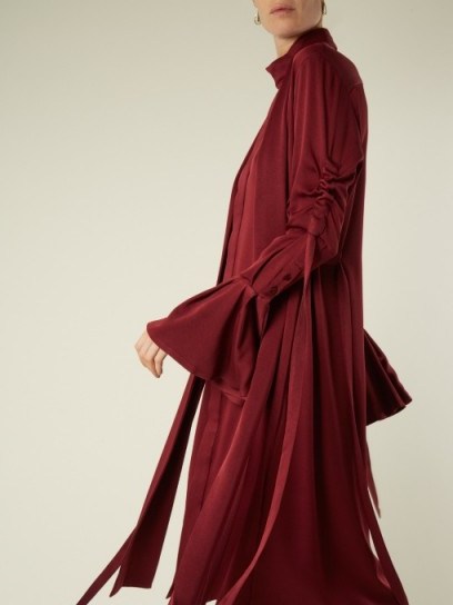 ELLERY Inez drawstring crepe-back satin dress ~ burgundy dresses - flipped