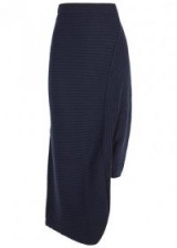 J.W.ANDERSON Infinity navy merino wool skirt | blue draped asymmetric hem skirts