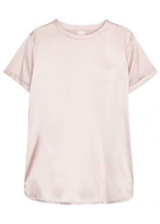 PINKO Intenso pale pink silk satin top ~ silky t-shirt tops