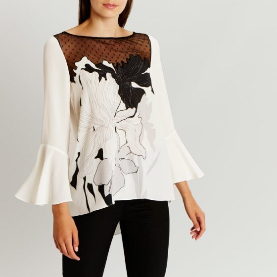 COAST Iris Print Top | fluted sleeve occasion tops - flipped