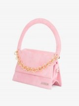 Jacquemus Le Petit Rond Small Bag With Gold Chain / pastel pink top handle bags