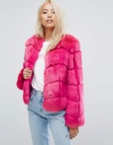 Jakke Cropped Faux Fur Panelled Coat – rose pink coats – winter luxe – glamorous jackets