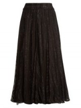 DODO BAR OR Jamie ruffle-trimmed striped chiffon skirt ~ black metallic thread midi skirts