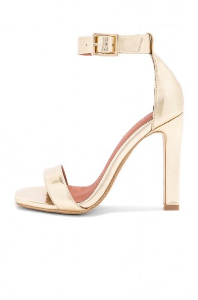 Jeffrey Campbell OBUS HEELS ~ gold metallic ankle strap sandals - flipped
