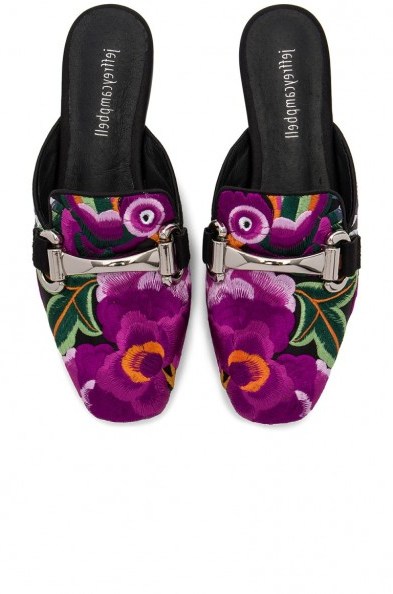 Jeffrey Campbell RAVIS SLIDES | purple floral flats | flat shoes - flipped