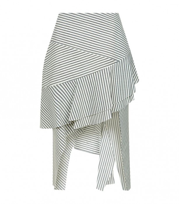 Jonathan Simkhai Asymmetric Striped Skirt ~ tiered skirts