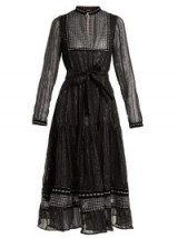 DODO BAR OR Karla embroidered tulle-trimmed chiffon dress ~ black and silver metallic dresses