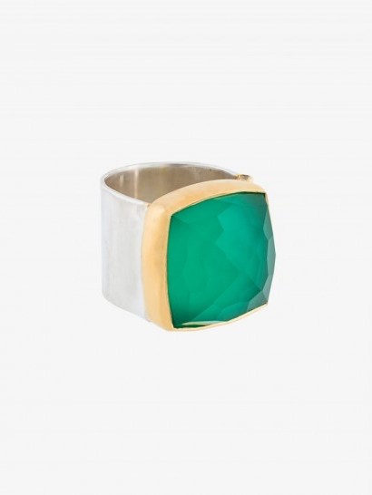 Katerina Makriyianni Square Open Agate Ring | green stone jewellery - flipped
