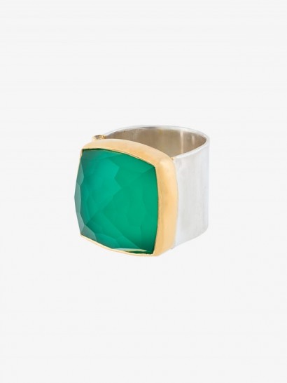 Katerina Makriyianni Square Open Agate Ring | green stone jewellery