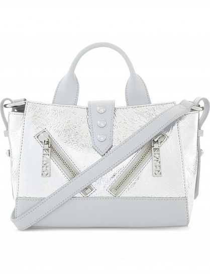KENZO Kalifornia mini leather shoulder bag – silver handbags - flipped