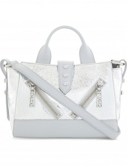 KENZO Kalifornia mini leather shoulder bag – silver handbags