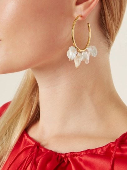 LIZZIE FORTUNATO Keshi gold-plated hoop earrings ~ freshwater-pearl statement jewellery - flipped