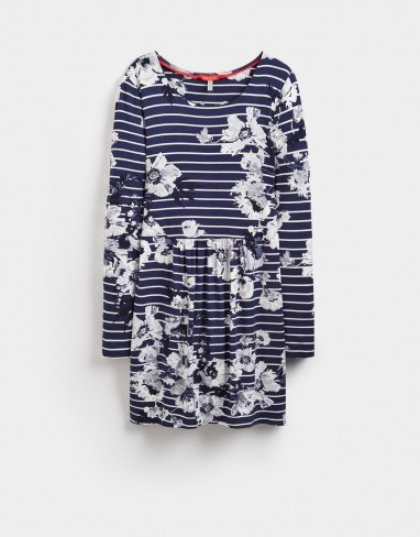 Joules KIRSTEN PRINTED JERSEY TUNIC in FRENCH NAVY POSY STRIPE - flipped