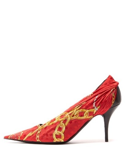 BALENCIAGA Red Chain Print Knife Pumps ~ sharp pointed toe courts - flipped
