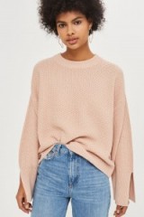 Topshop Knitted Wide Sleeve Top | nude jumpers | knitwear