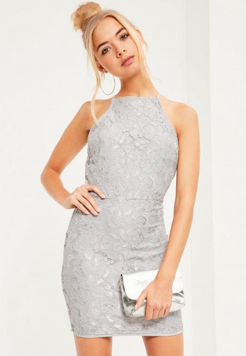 Missguided square neck bodycon dress grey - flipped