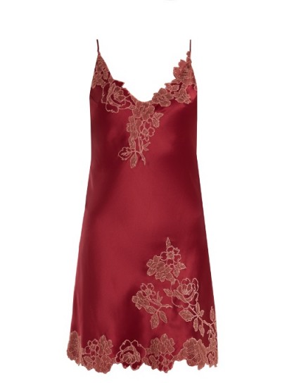 CARINE GILSON Lace-trimmed silk-satin slip ~ luxe nightwear