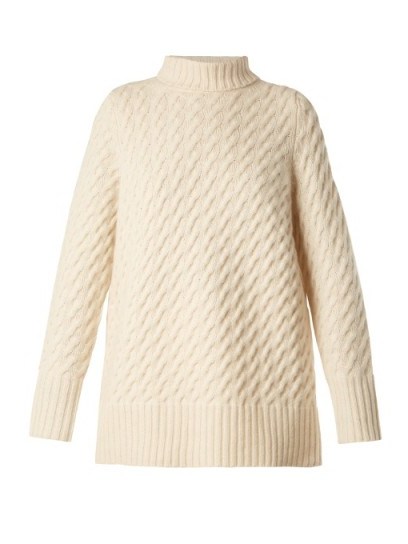 THE ROW Landy oversized cashmere sweater ~ oversized high neck ivory sweaters ~ chic knitwear - flipped
