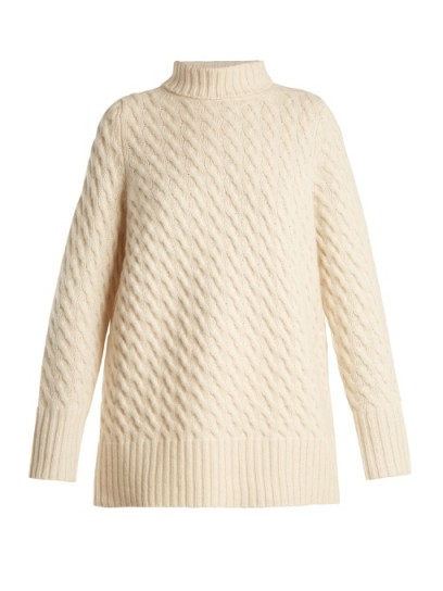 THE ROW Landy oversized cashmere sweater ~ oversized high neck ivory sweaters ~ chic knitwear