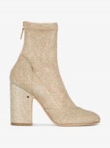 Laurence Dacade Melody 100 Glitter Boots / metallic gold stretch-knit ankle boot