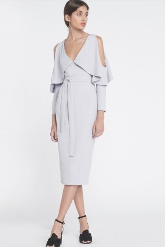 lavish alice Drop Sleeve Midi Dress in Dove Grey #dresses #evening #tailored - flipped