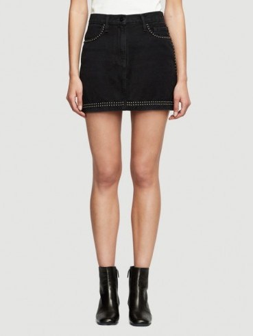 Frame Le Studded Mini Skirt – black denim skirts - flipped
