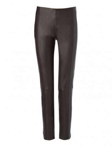 JOSEPH Leather Stretch Lenny Trousers / brown skinny pants - flipped