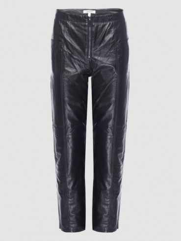 FRAME leather zip up trouser noir | black crop leg trousers - flipped