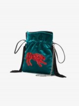 Les Petits Joueurs Trilly Sequin Leopard Pouch / blue velvet pouches / small plush bags