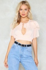 Nasty Gal Life is Short and Time is Swift Ruffle Crop Top – pink ruffled tops