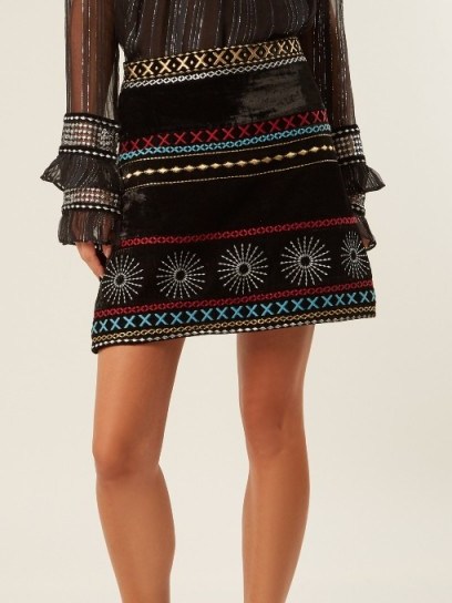 DODO BAR OR Liya embroidered velvet mini skirt - flipped