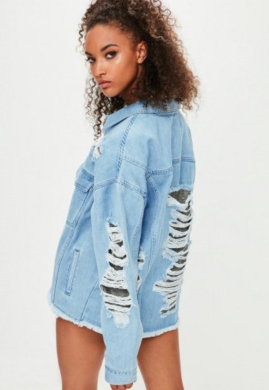 londunn + missguided oversized denim chainmail embellished jacket ~ distressed jackets - flipped