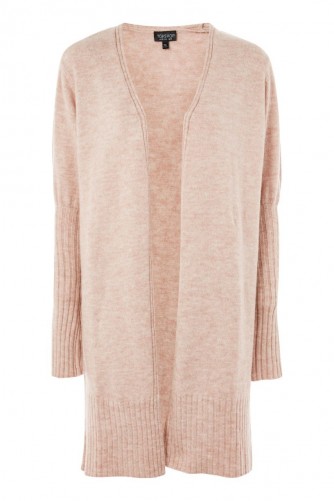 Topshop Long Line Sleeve Detail Cardigan | blush-pink cardigans | knitwear