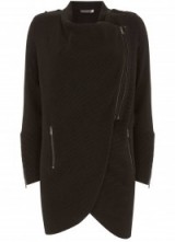 Mint Velvet LONGLINE OTTOMAN STITCH CARDI / long black military style cardigans / knitwear