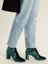 SAINT LAURENT Loulou green velvet ankle boots #2