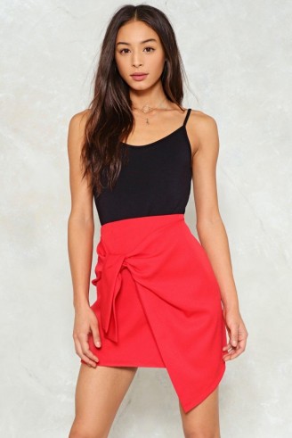 Nasty Gal Lover’s Knot Mini Skirt ~ red wrap skirts