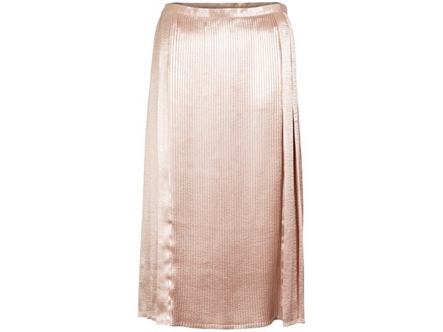 OLIVER BONAS Luminous Pleated Midi Skirt – metallic midi skirts - flipped