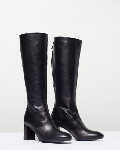 JIGSAW MADSEN KNEE HIGH BOOT / black leather boots - flipped