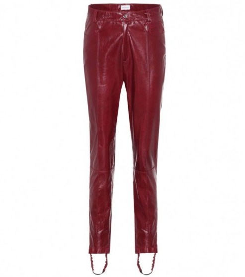MAGDA BUTRYM Benson leather stirrup trousers / shiny burgundy pants - flipped