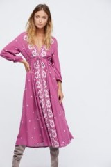 FREE PEOPLE Embroidered Fable Dress ~ pink boho style dresses